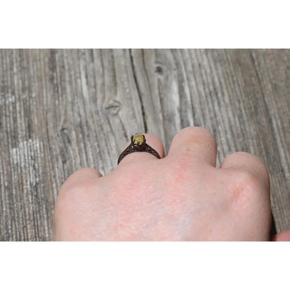 Yellow Montana Sapphire Ring: Handmade Sterling Silver Solitaire